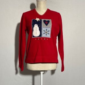WHITE STAG VINTAGE EMBROIDERED HOLIDAY SWEATER
